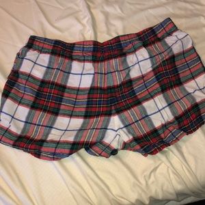 Plaid pajama shorts